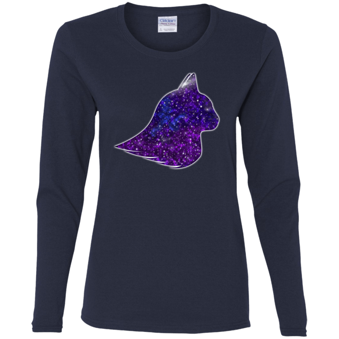 T-Shirts Navy / S Galaxy Cat Women's Long Sleeve T-Shirt