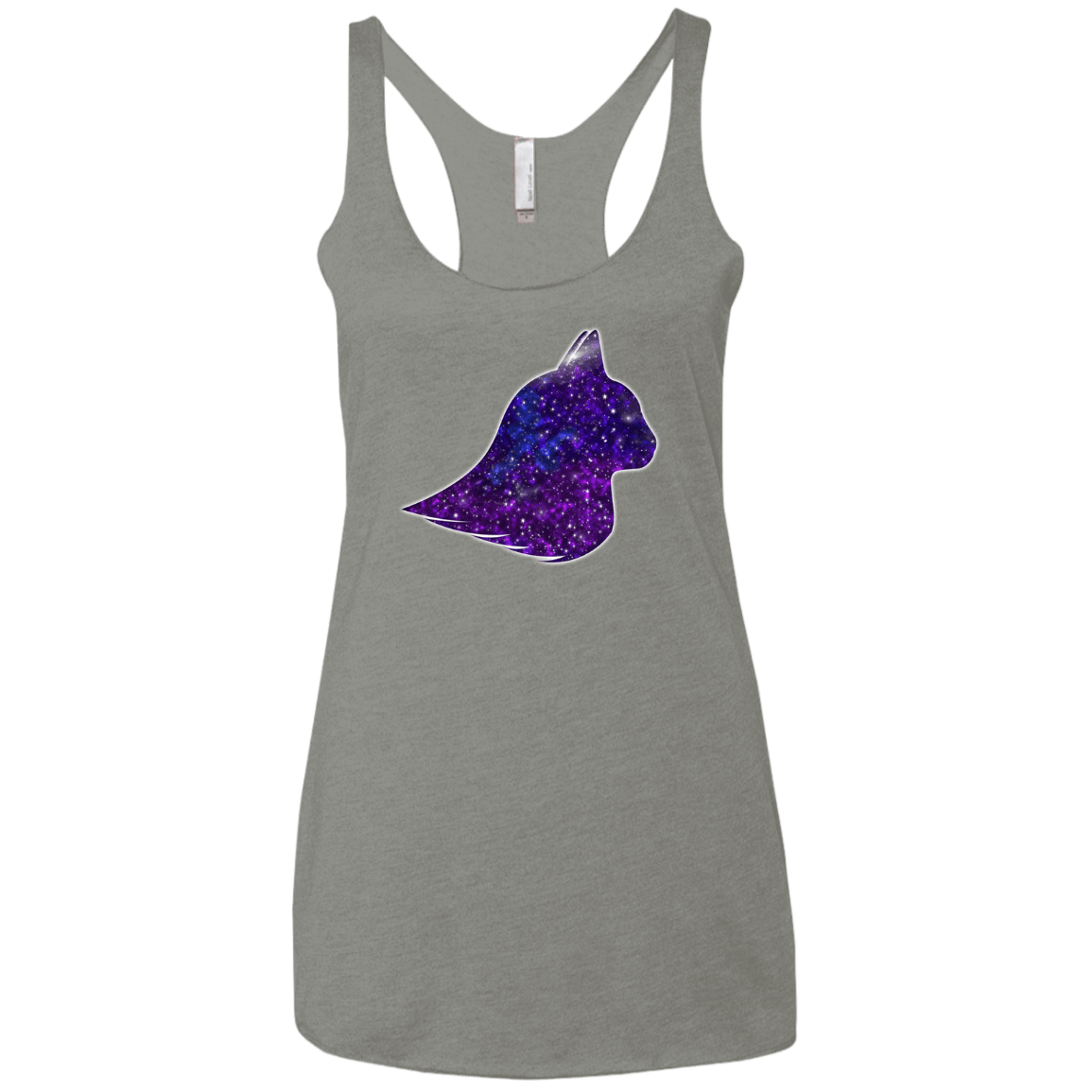 T-Shirts Venetian Grey / X-Small Galaxy Cat Women's Triblend Racerback Tank