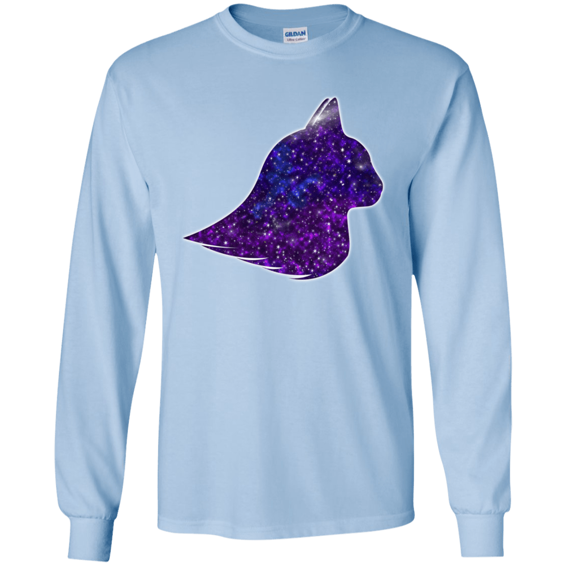 T-Shirts Light Blue / YS Galaxy Cat Youth Long Sleeve T-Shirt