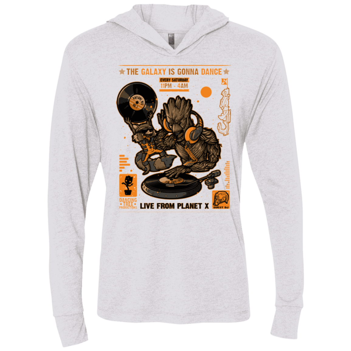 T-Shirts Heather White / X-Small GALAXY GIG Triblend Long Sleeve Hoodie Tee