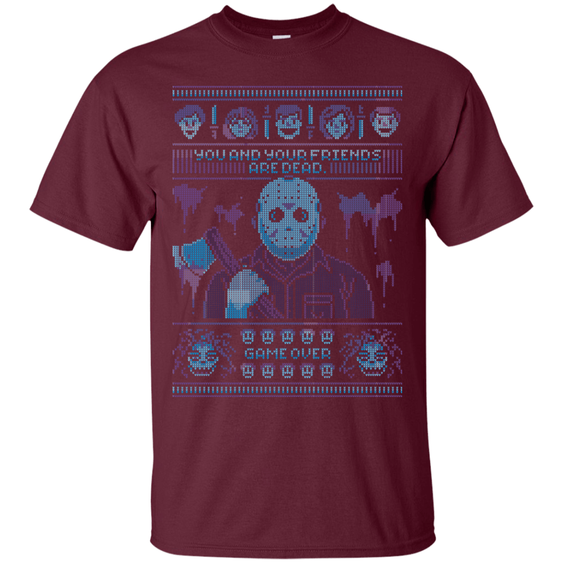 T-Shirts Maroon / S Game Over Ugly Sweater T-Shirt