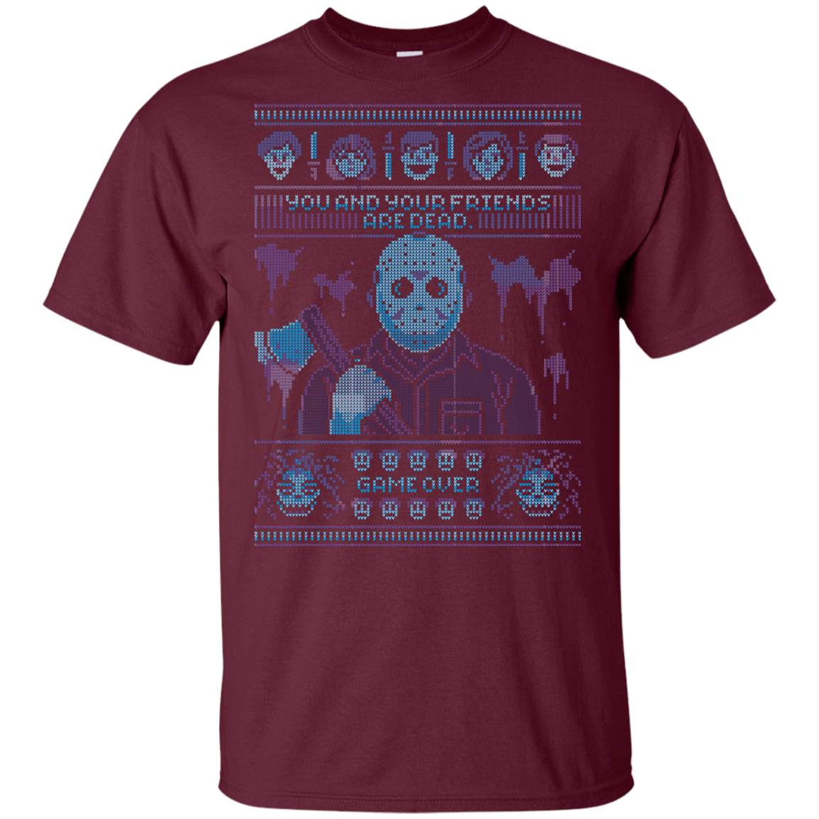 T-Shirts Maroon / YXS Game Over Ugly Sweater Youth T-Shirt