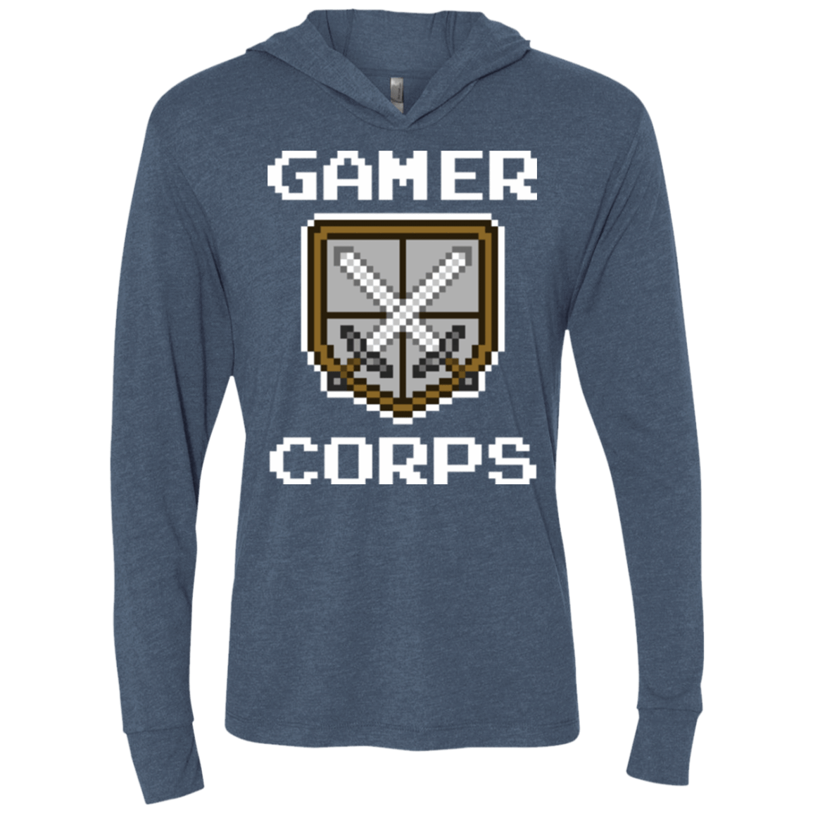 T-Shirts Indigo / X-Small Gamer corps Triblend Long Sleeve Hoodie Tee