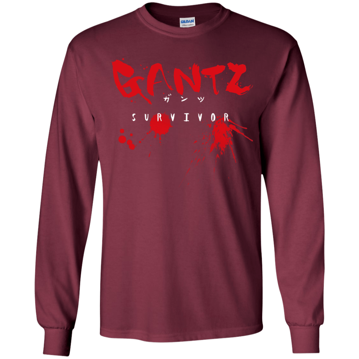 T-Shirts Maroon / YS Gantz Survivor Youth Long Sleeve T-Shirt