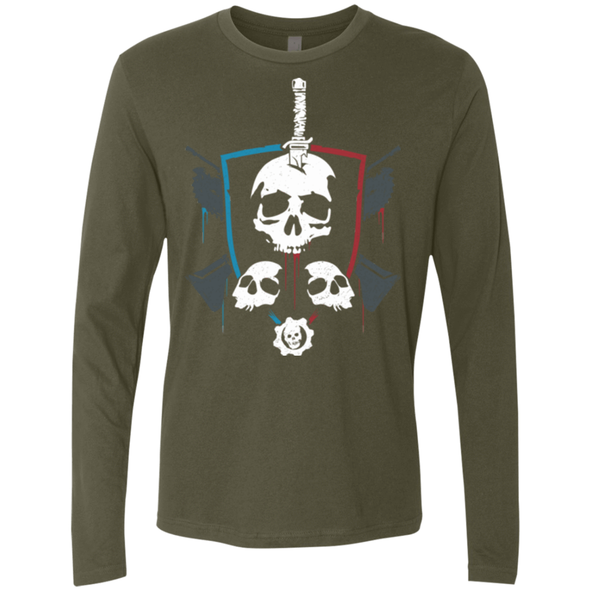 T-Shirts Military Green / Small Gears of War 4 Crest Men's Premium Long Sleeve
