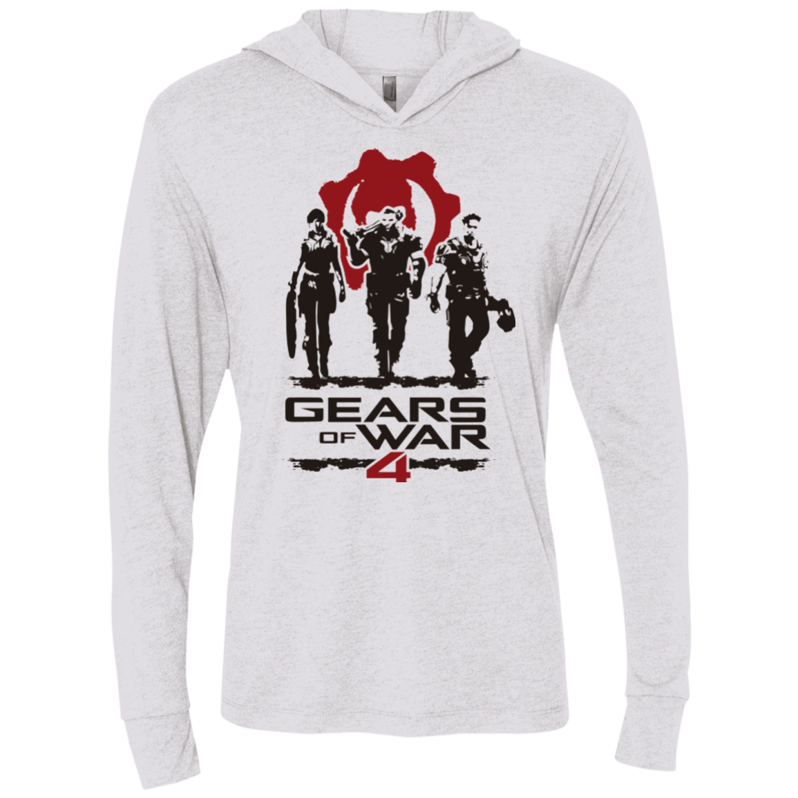 T-Shirts Heather White / X-Small Gears Of War 4 White Triblend Long Sleeve Hoodie Tee