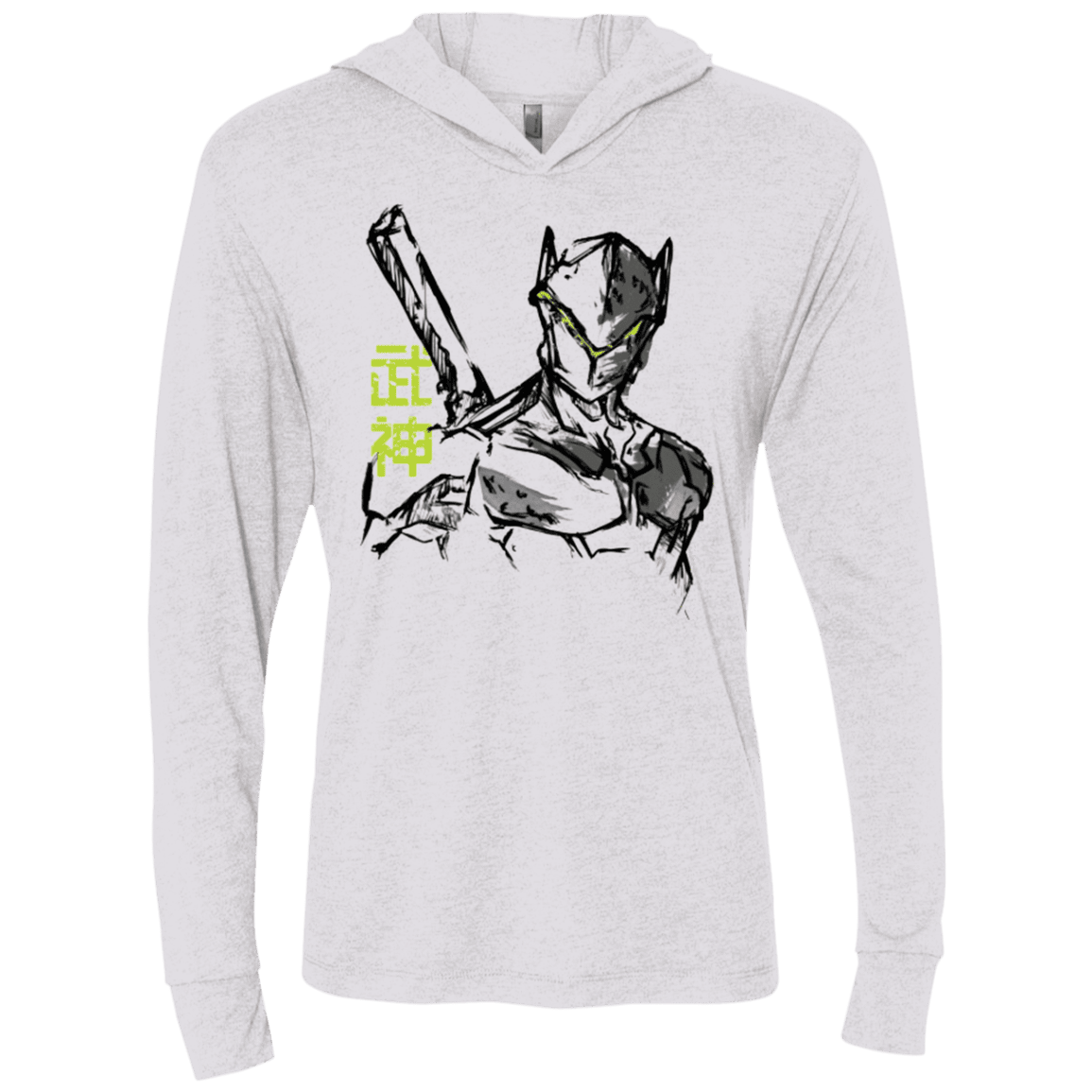T-Shirts Heather White / X-Small Genji Triblend Long Sleeve Hoodie Tee