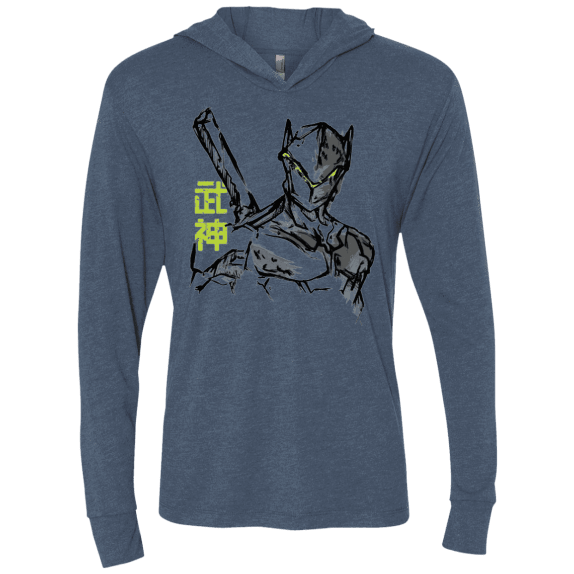 T-Shirts Indigo / X-Small Genji Triblend Long Sleeve Hoodie Tee