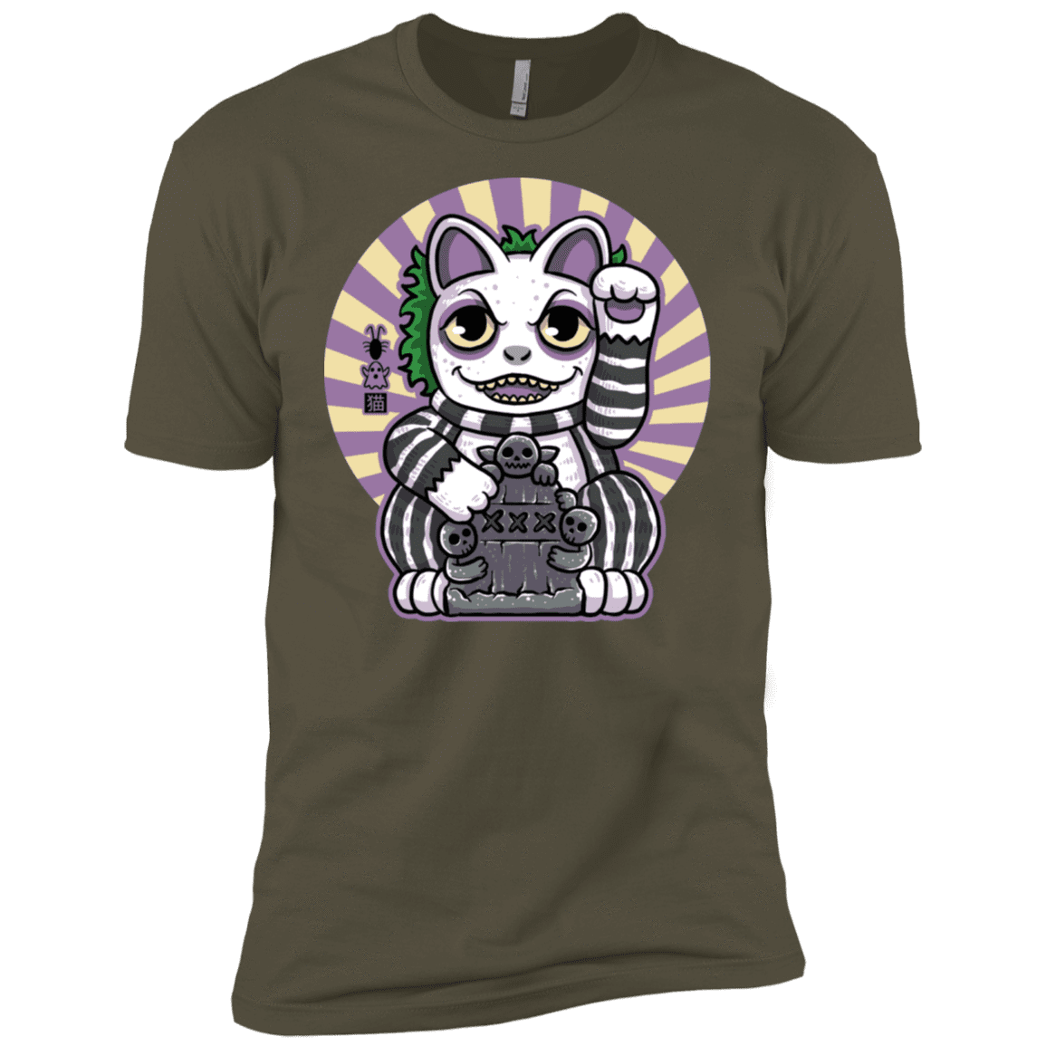 T-Shirts Military Green / X-Small Ghost Neko Men's Premium T-Shirt