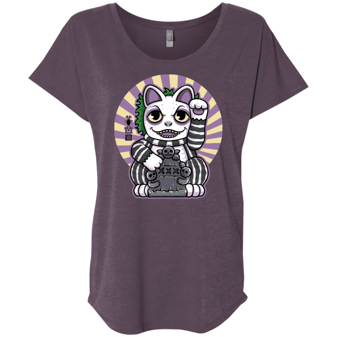 T-Shirts Vintage Purple / X-Small Ghost Neko Triblend Dolman Sleeve