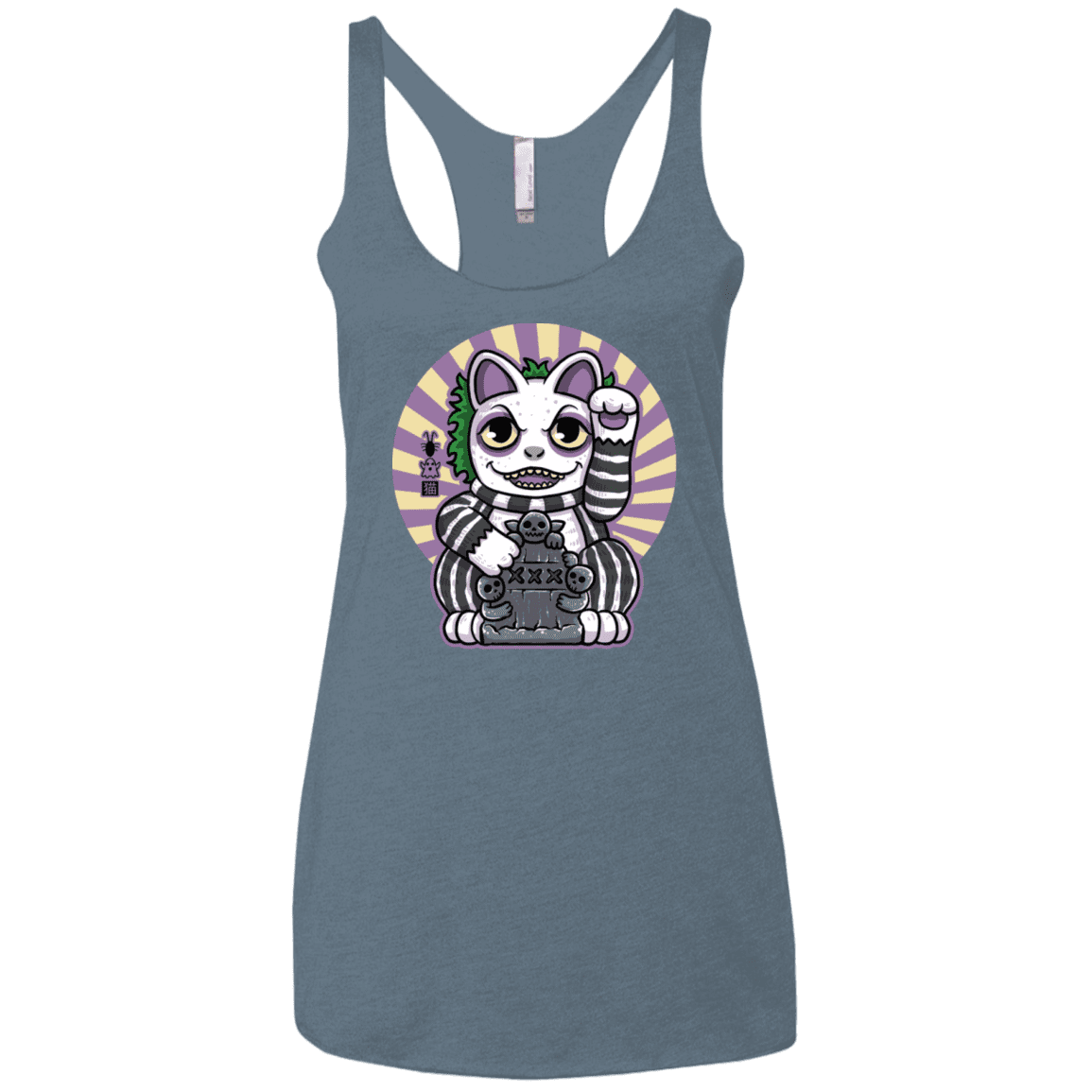 T-Shirts Indigo / X-Small Ghost Neko Women's Triblend Racerback Tank