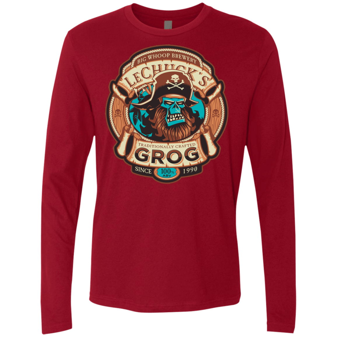 T-Shirts Cardinal / Small Ghost Pirate Grog Nmns Men's Premium Long Sleeve