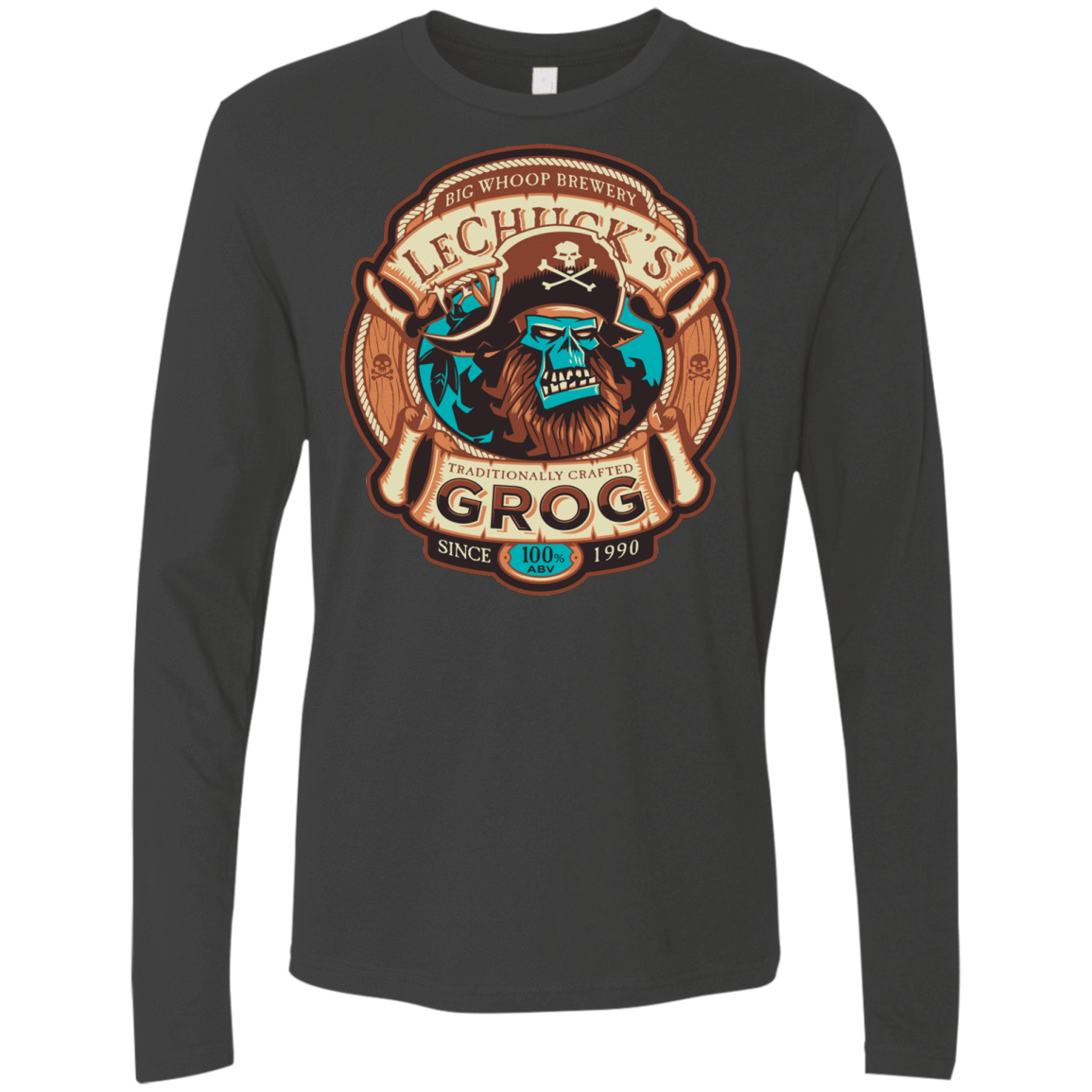 T-Shirts Heavy Metal / Small Ghost Pirate Grog Nmns Men's Premium Long Sleeve