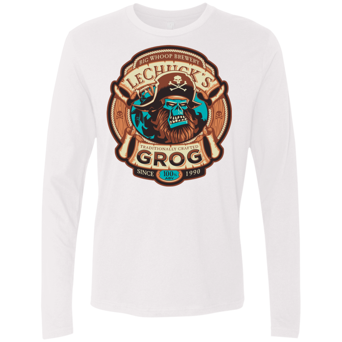T-Shirts White / Small Ghost Pirate Grog Nmns Men's Premium Long Sleeve