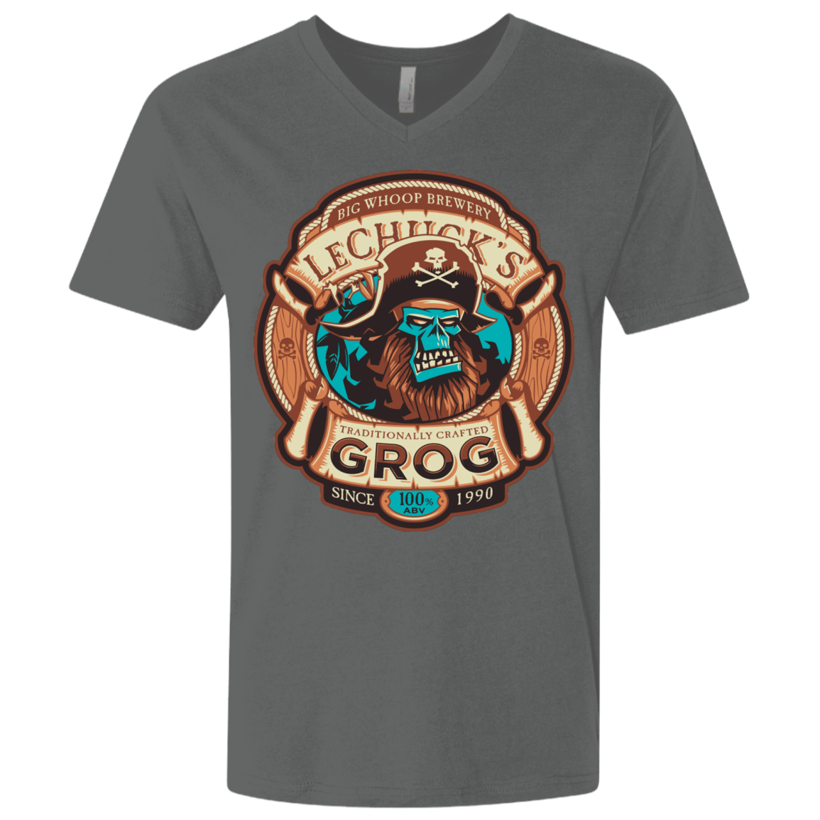 T-Shirts Heavy Metal / X-Small Ghost Pirate Grog Nmns Men's Premium V-Neck