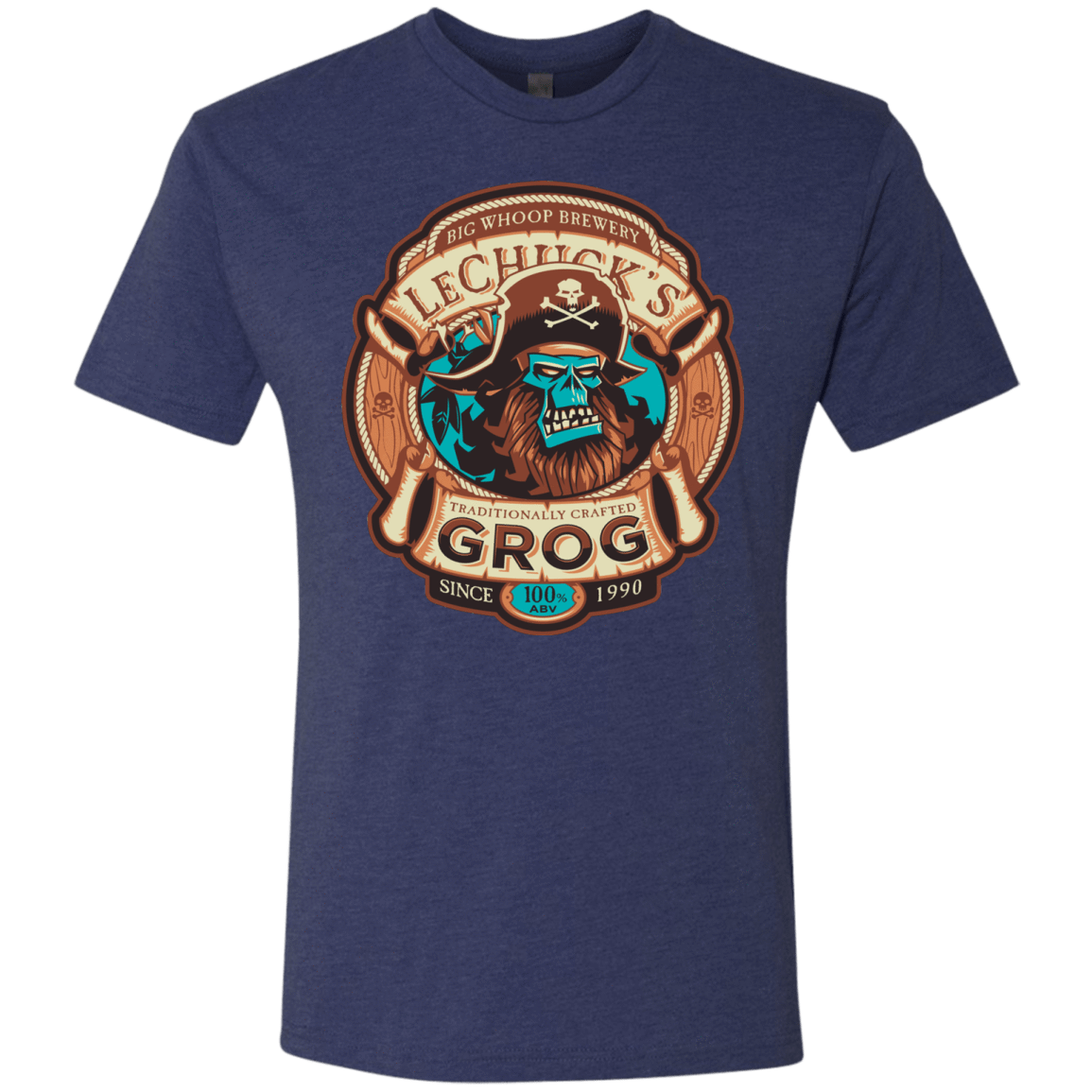 T-Shirts Vintage Navy / Small Ghost Pirate Grog Nmns Men's Triblend T-Shirt