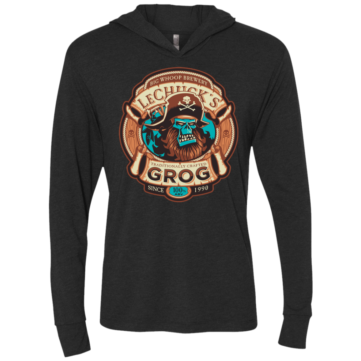 T-Shirts Vintage Black / X-Small Ghost Pirate Grog Nmns Triblend Long Sleeve Hoodie Tee