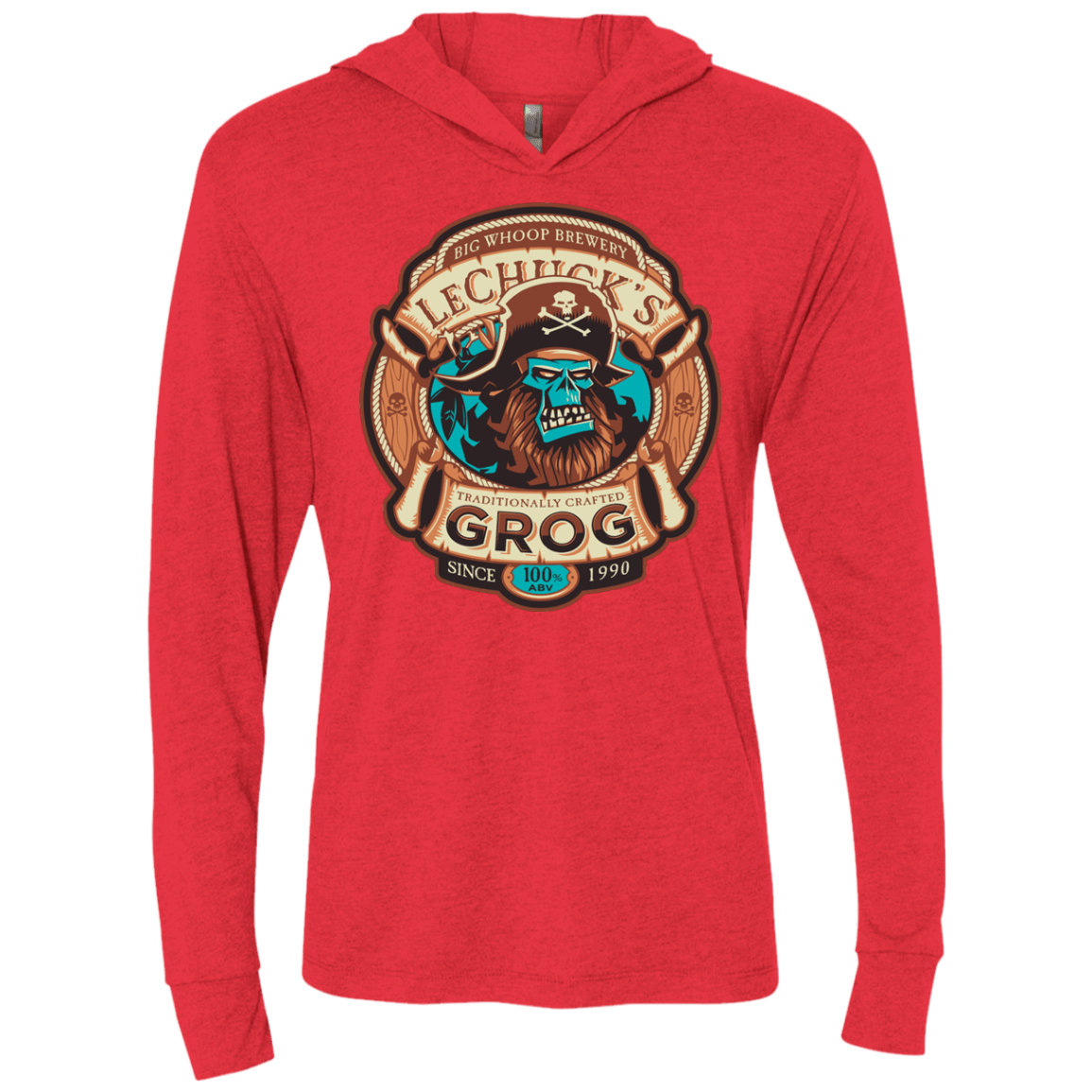 T-Shirts Vintage Red / X-Small Ghost Pirate Grog Nmns Triblend Long Sleeve Hoodie Tee