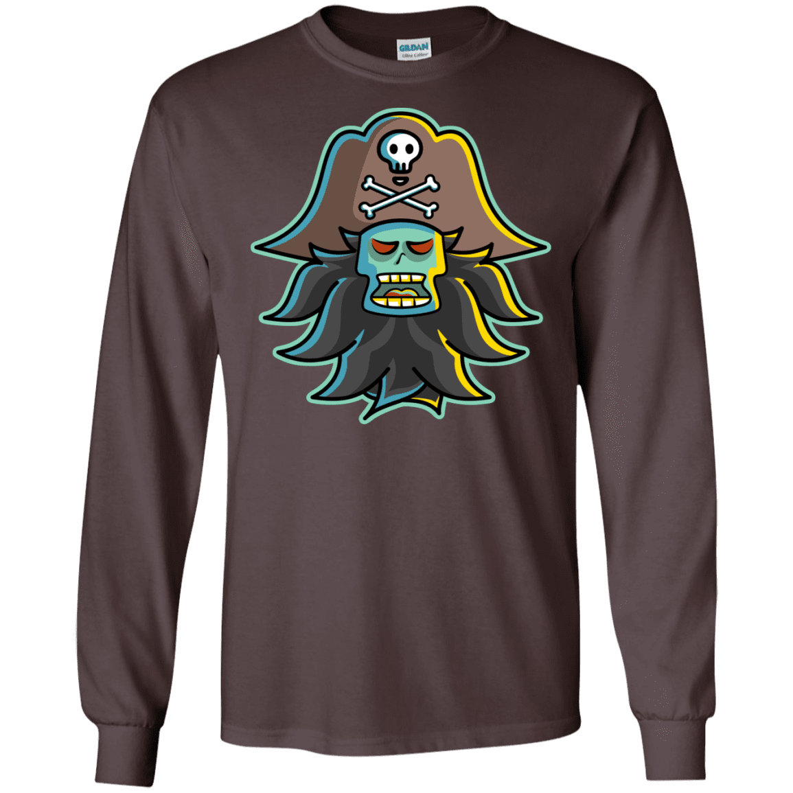 T-Shirts Dark Chocolate / S Ghost Pirate LeChuck Men's Long Sleeve T-Shirt