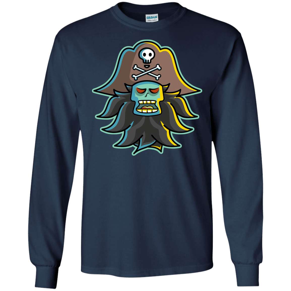 T-Shirts Navy / S Ghost Pirate LeChuck Men's Long Sleeve T-Shirt