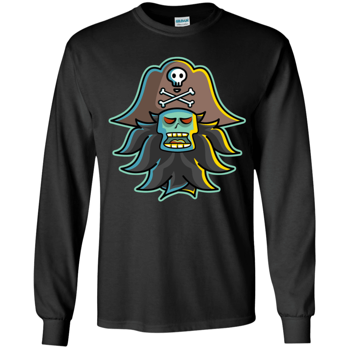 T-Shirts Black / YS Ghost Pirate LeChuck Youth Long Sleeve T-Shirt