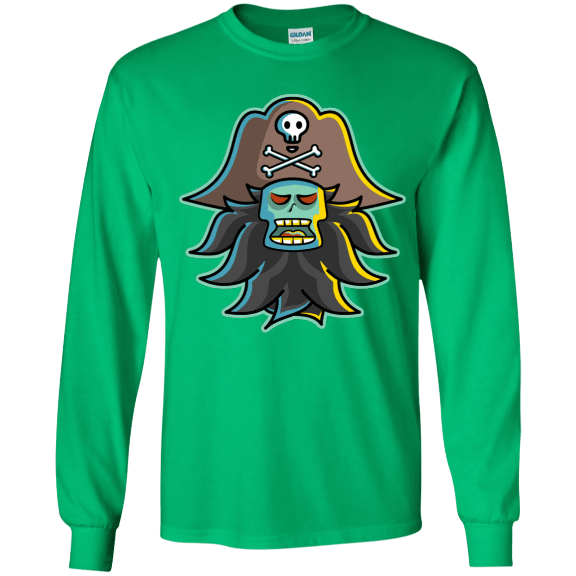 T-Shirts Irish Green / YS Ghost Pirate LeChuck Youth Long Sleeve T-Shirt