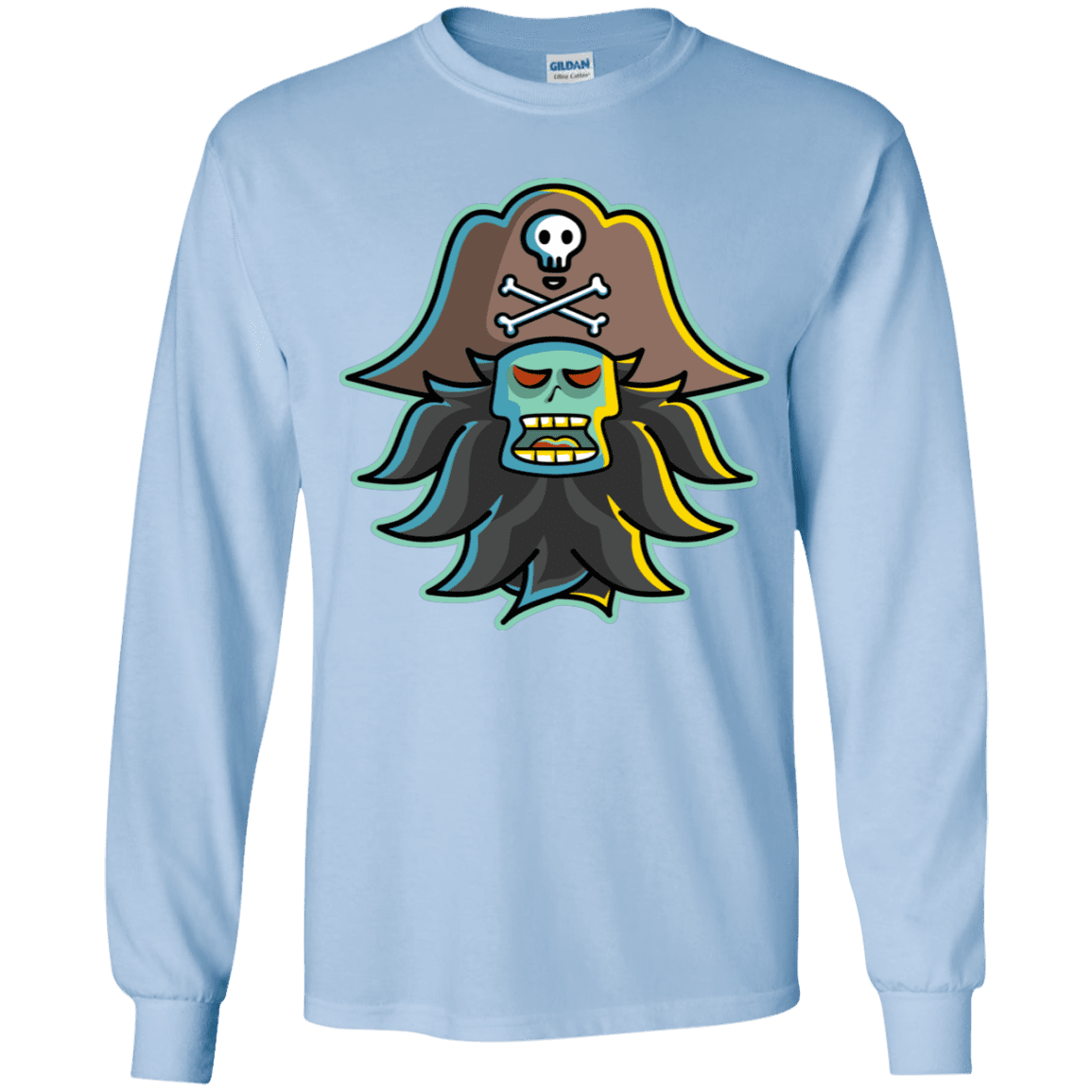 T-Shirts Light Blue / YS Ghost Pirate LeChuck Youth Long Sleeve T-Shirt