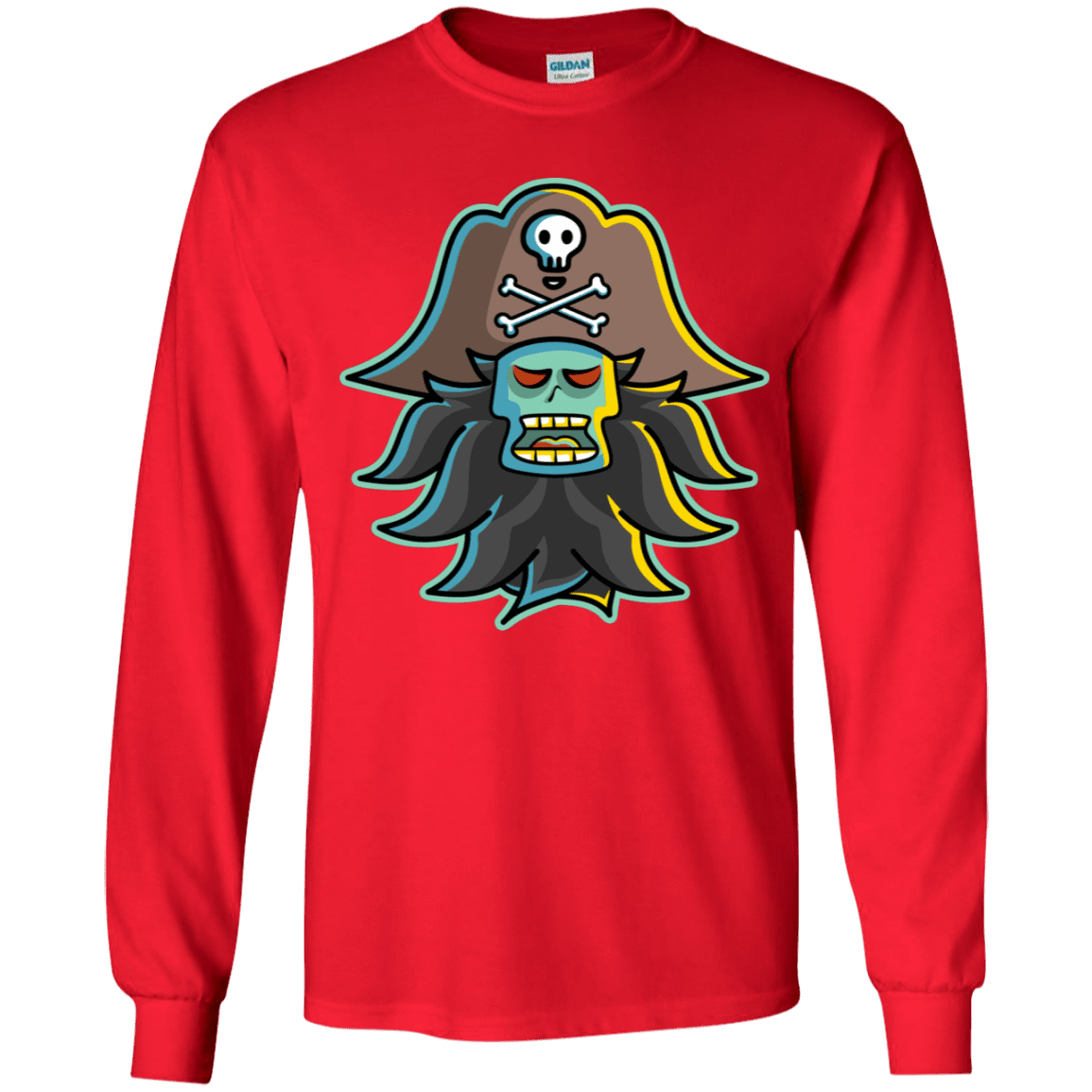 T-Shirts Red / YS Ghost Pirate LeChuck Youth Long Sleeve T-Shirt