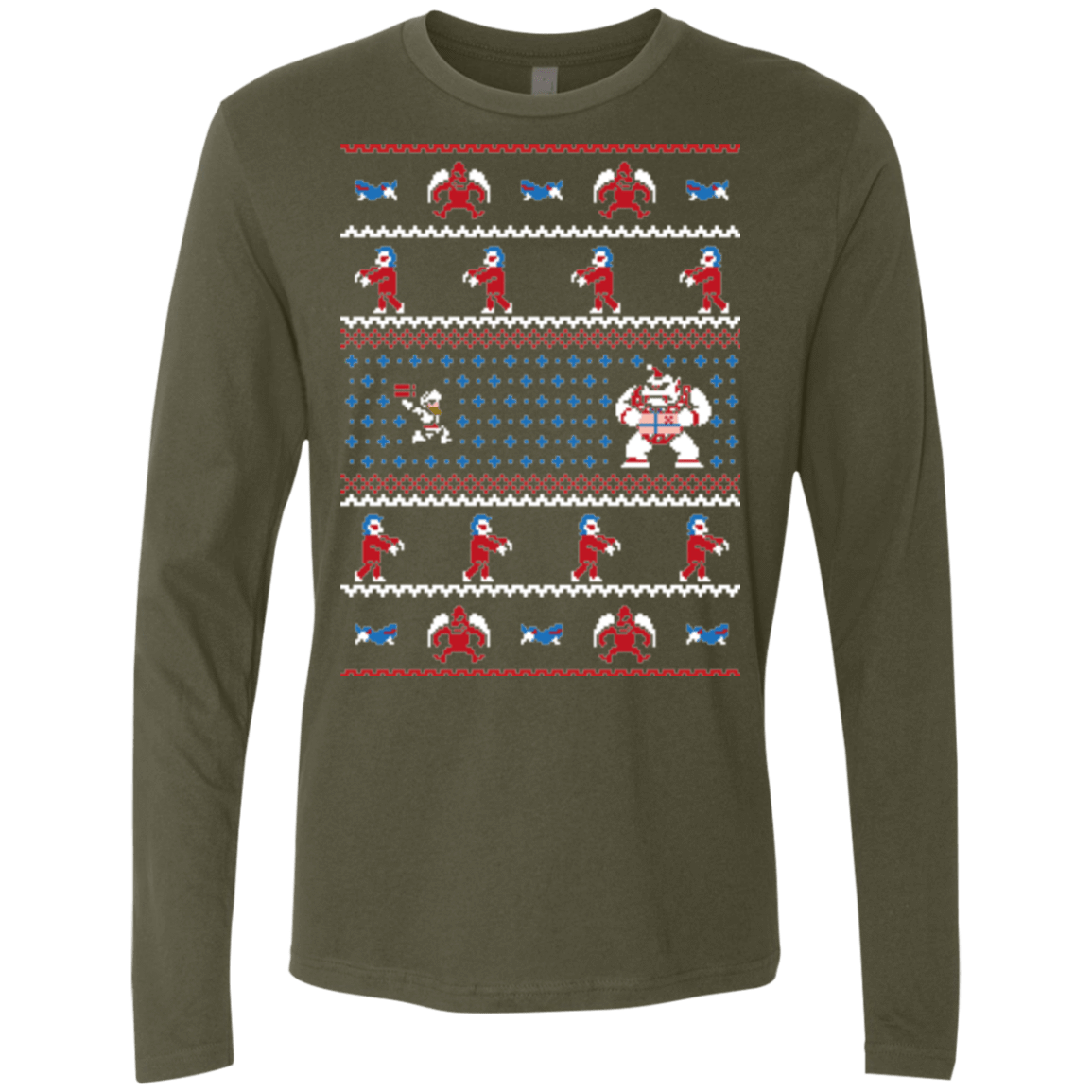 T-Shirts Military Green / Small Ghosts n Goblins n Christmas Presents Men's Premium Long Sleeve