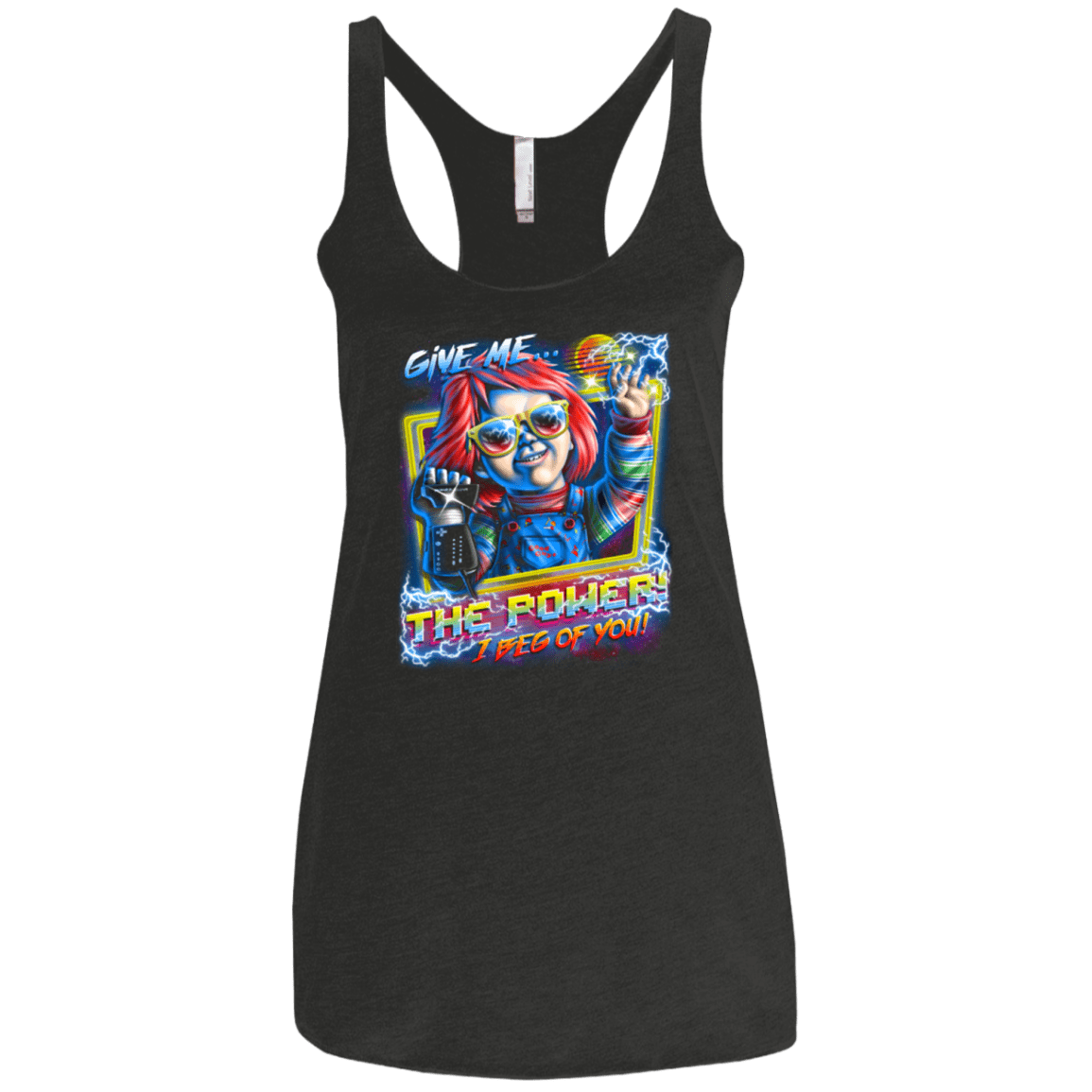 T-Shirts Vintage Black / X-Small Give me the Power Women's Triblend Racerback Tank