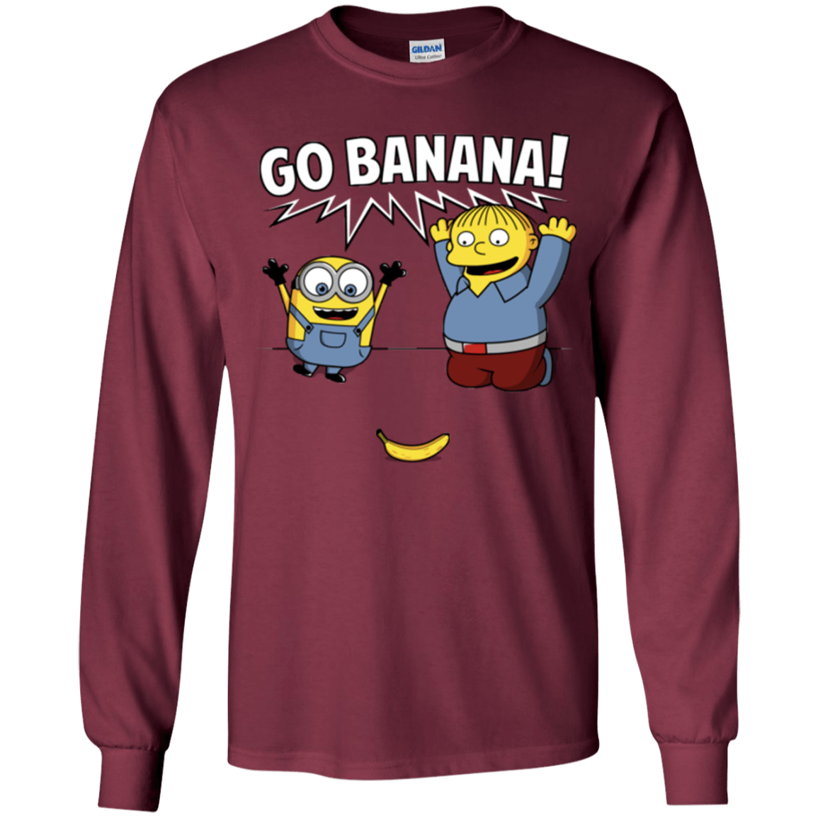 T-Shirts Maroon / YS Go Banana! Youth Long Sleeve T-Shirt