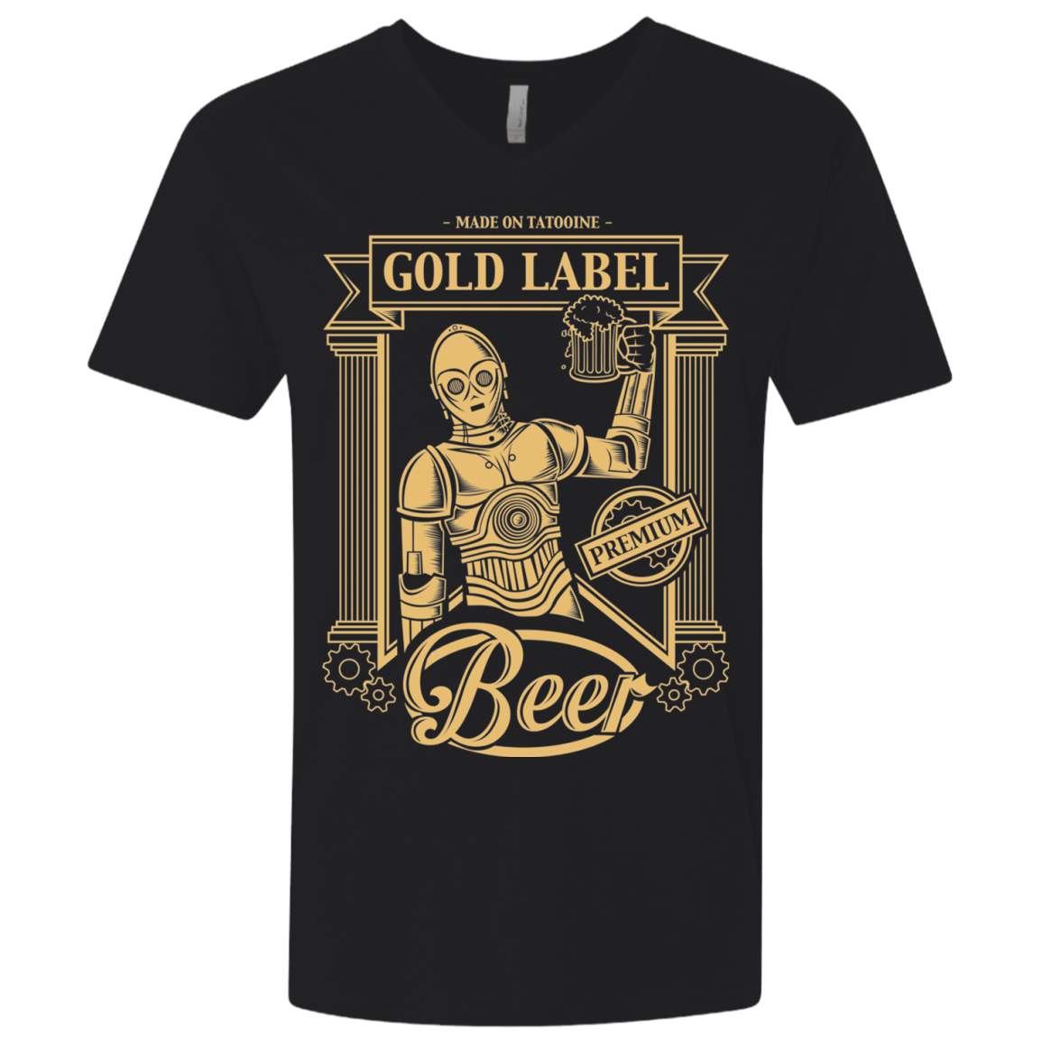 T-Shirts Black / X-Small Gold Label Beer Men's Premium V-Neck