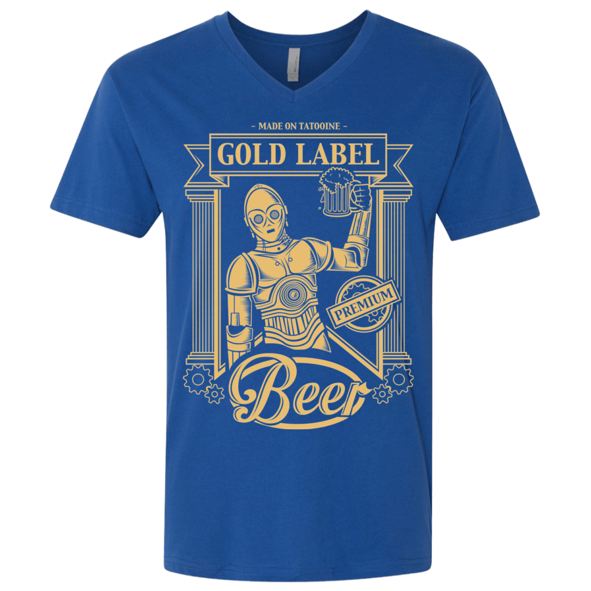 T-Shirts Royal / X-Small Gold Label Beer Men's Premium V-Neck