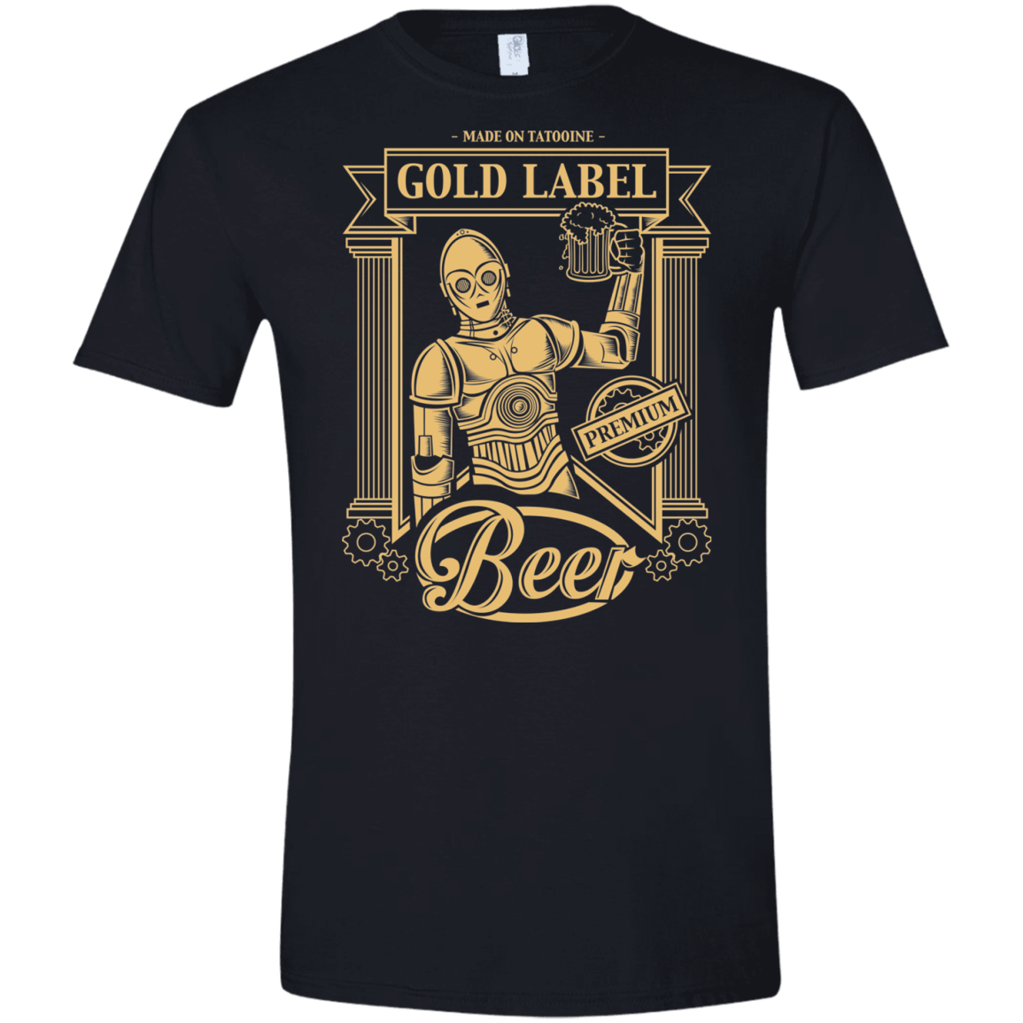 T-Shirts Black / X-Small Gold Label Beer Men's Semi-Fitted Softstyle