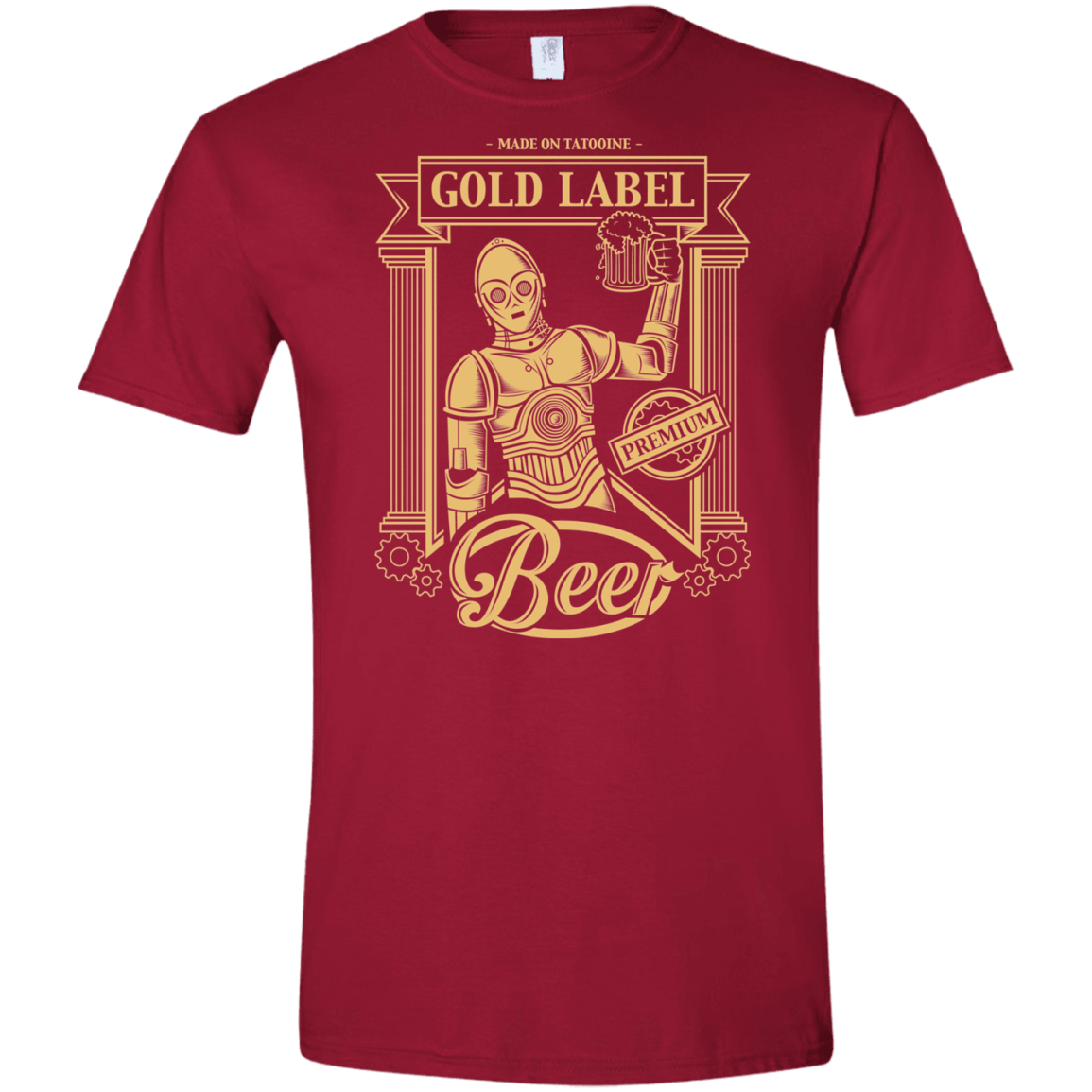 T-Shirts Cardinal Red / S Gold Label Beer Men's Semi-Fitted Softstyle