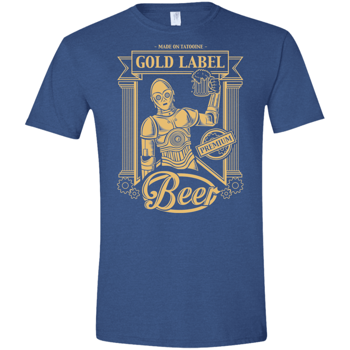 T-Shirts Heather Royal / X-Small Gold Label Beer Men's Semi-Fitted Softstyle