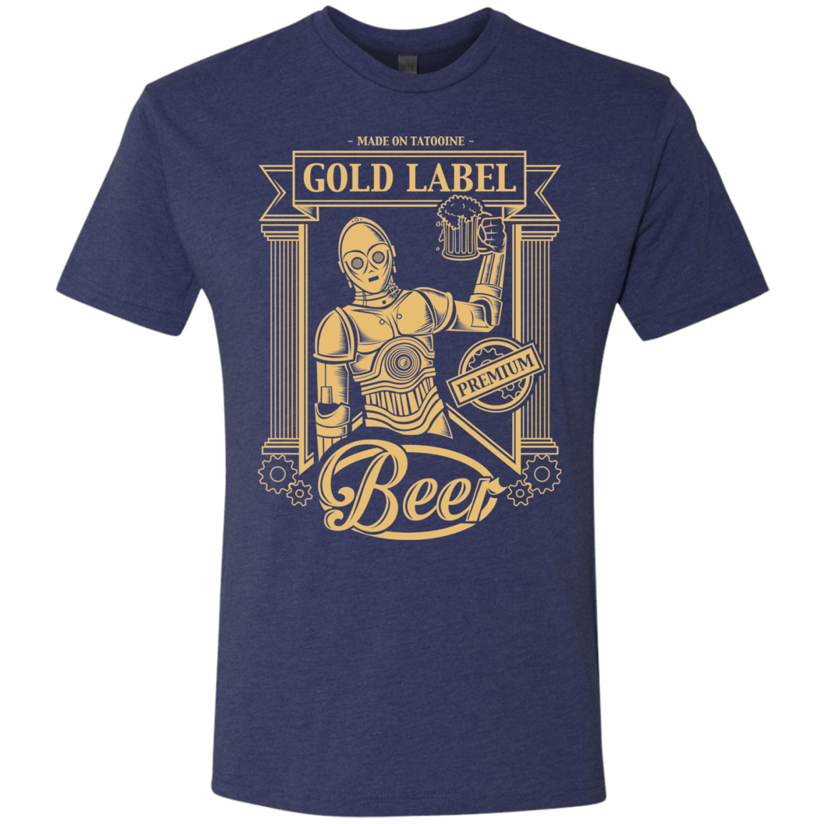 T-Shirts Vintage Navy / S Gold Label Beer Men's Triblend T-Shirt