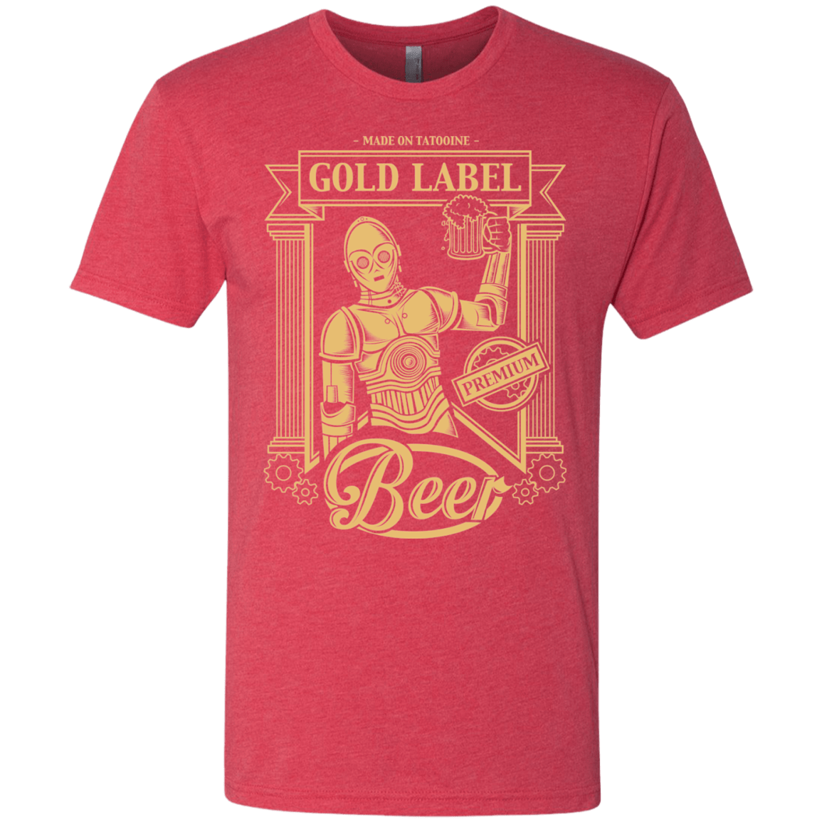 T-Shirts Vintage Red / S Gold Label Beer Men's Triblend T-Shirt
