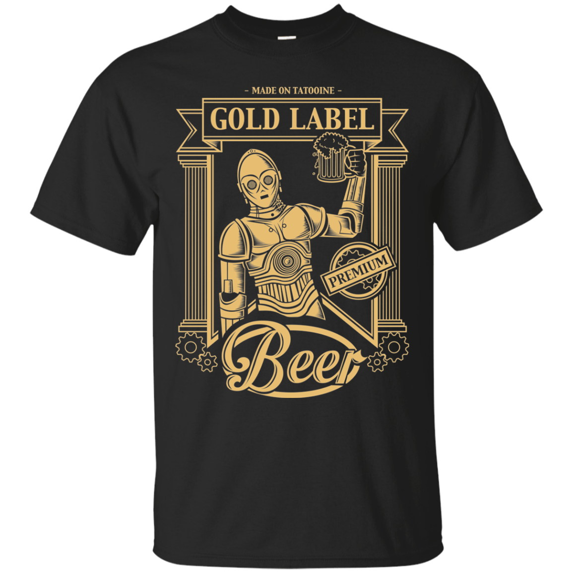 T-Shirts Black / S Gold Label Beer T-Shirt
