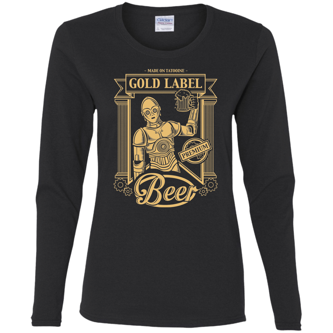 T-Shirts Black / S Gold Label Beer Women's Long Sleeve T-Shirt