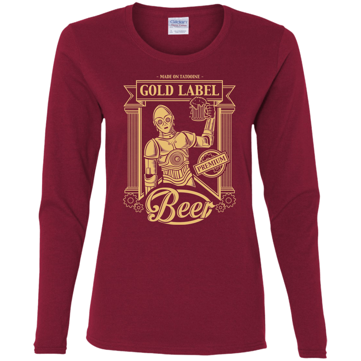 T-Shirts Cardinal / S Gold Label Beer Women's Long Sleeve T-Shirt