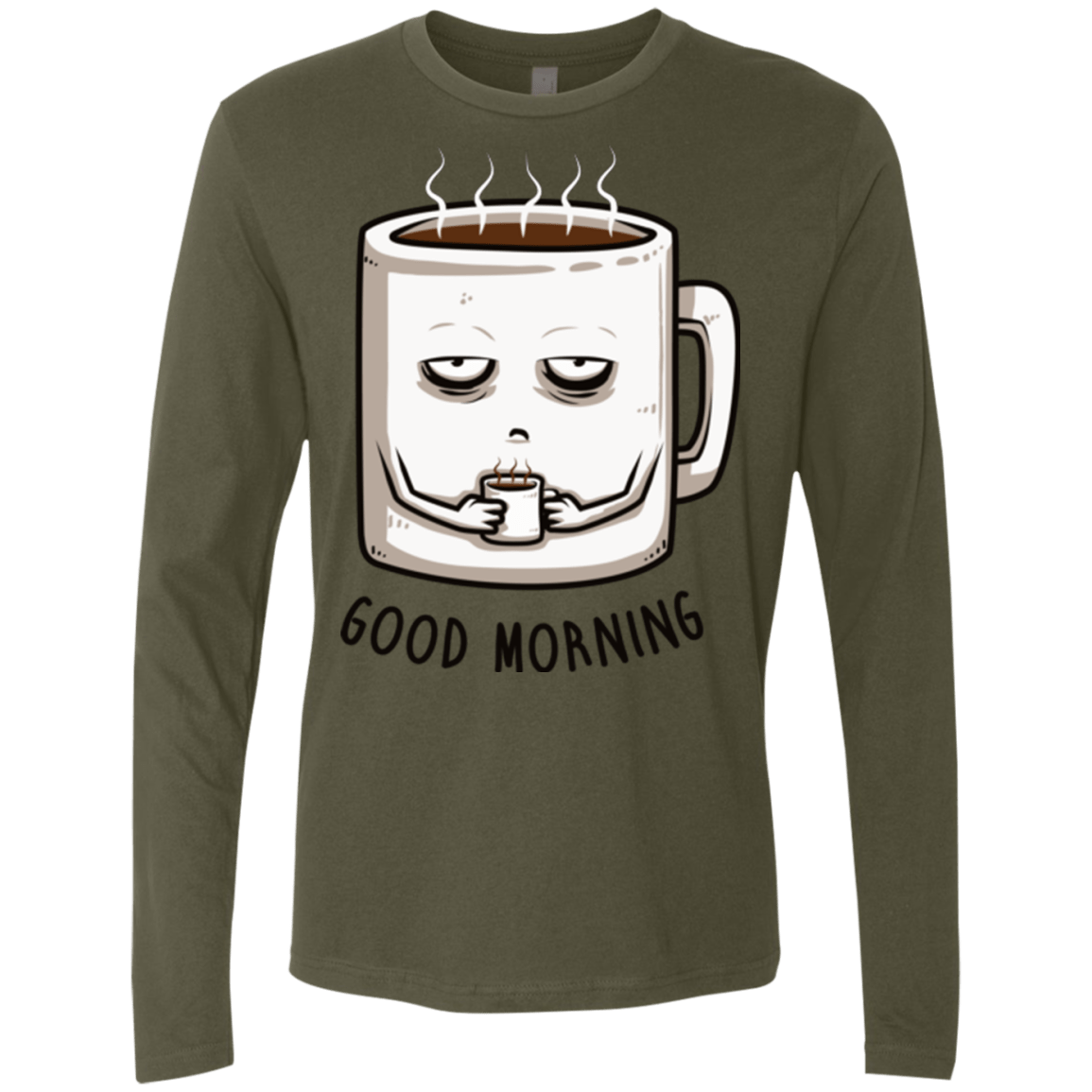 T-Shirts Military Green / Small Good morning Men's Premium Long Sleeve