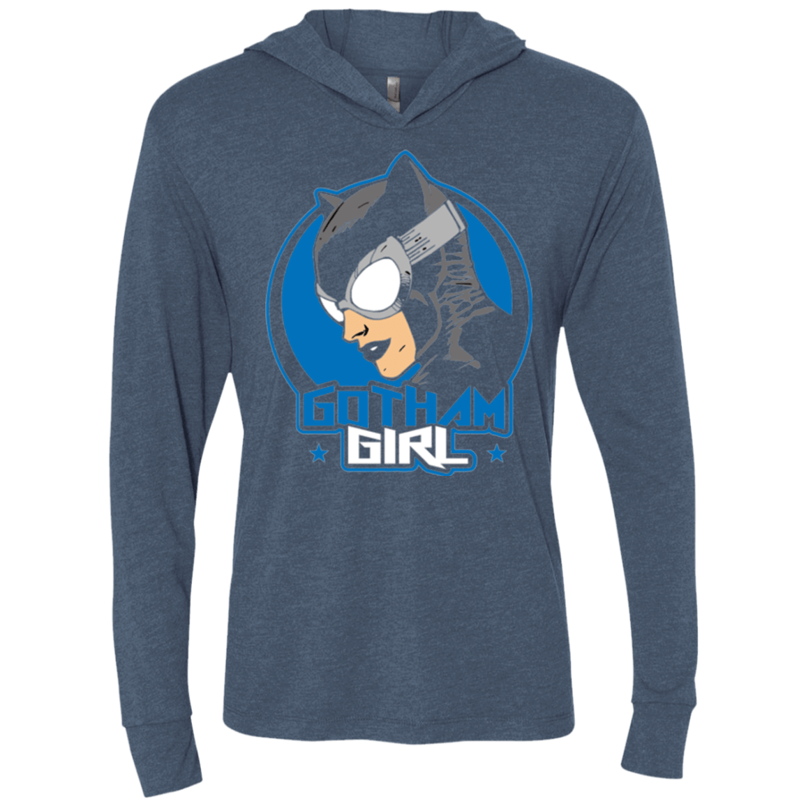 T-Shirts Indigo / X-Small Gotham Girl Triblend Long Sleeve Hoodie Tee