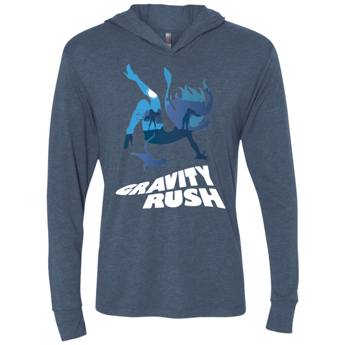 T-Shirts Indigo / X-Small Gravity Rush Triblend Long Sleeve Hoodie Tee