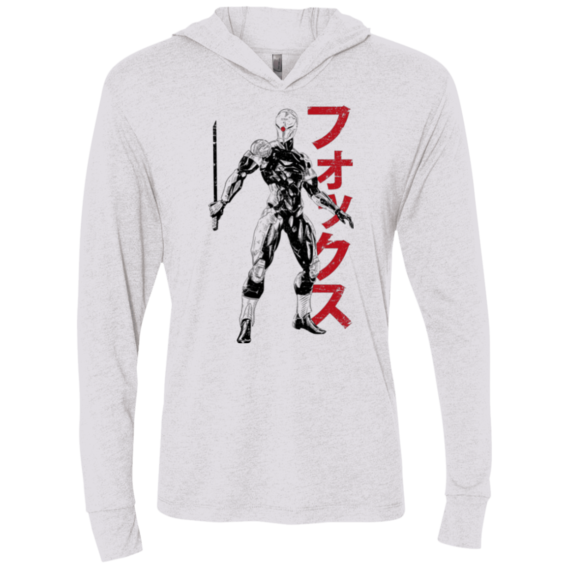 T-Shirts Heather White / X-Small Gray Fox Triblend Long Sleeve Hoodie Tee