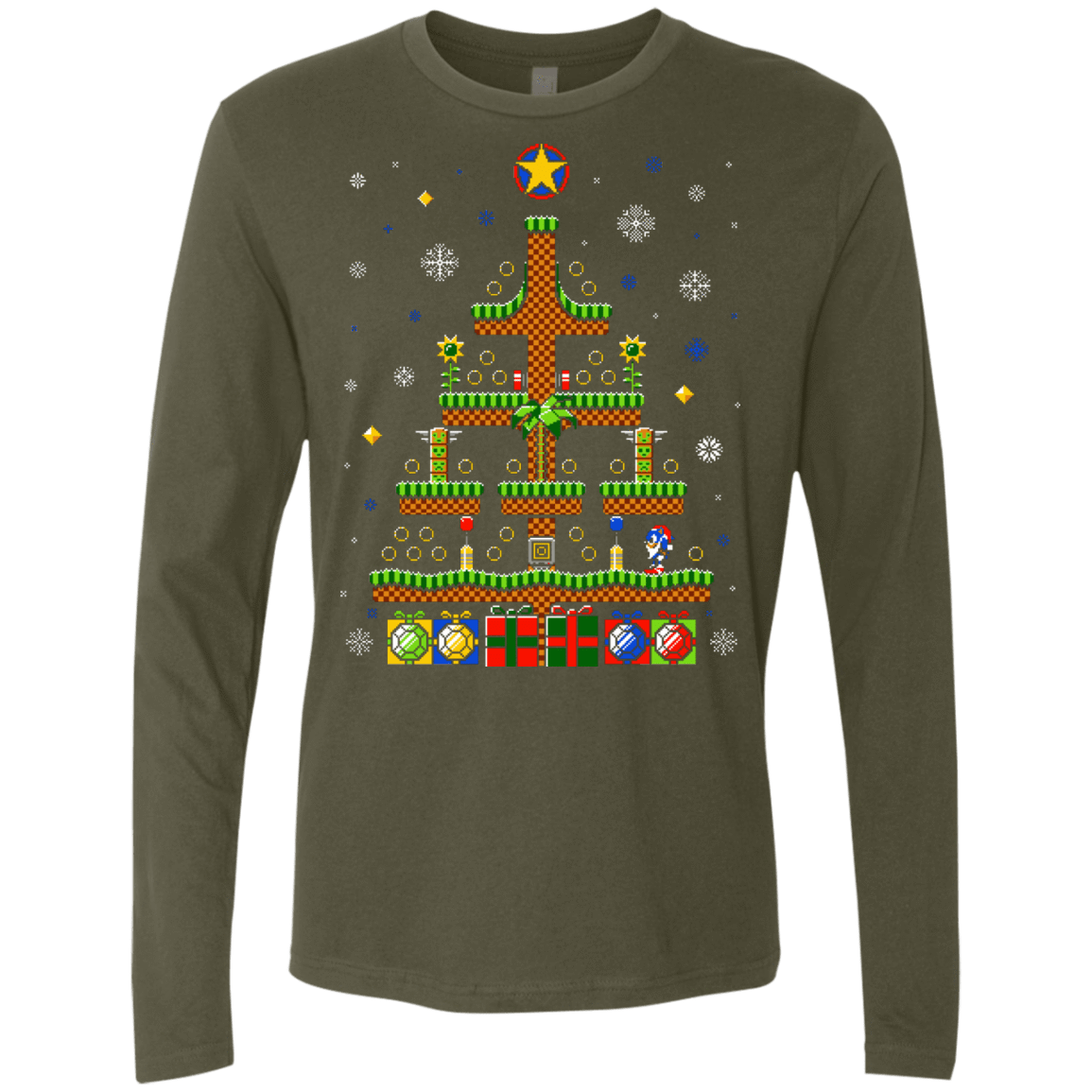 T-Shirts Military Green / Small Green Hill Christmas Men's Premium Long Sleeve