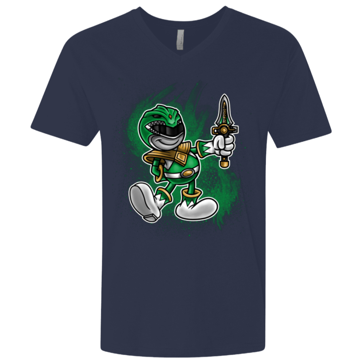 T-Shirts Midnight Navy / X-Small Green Ranger Artwork Men's Premium V-Neck