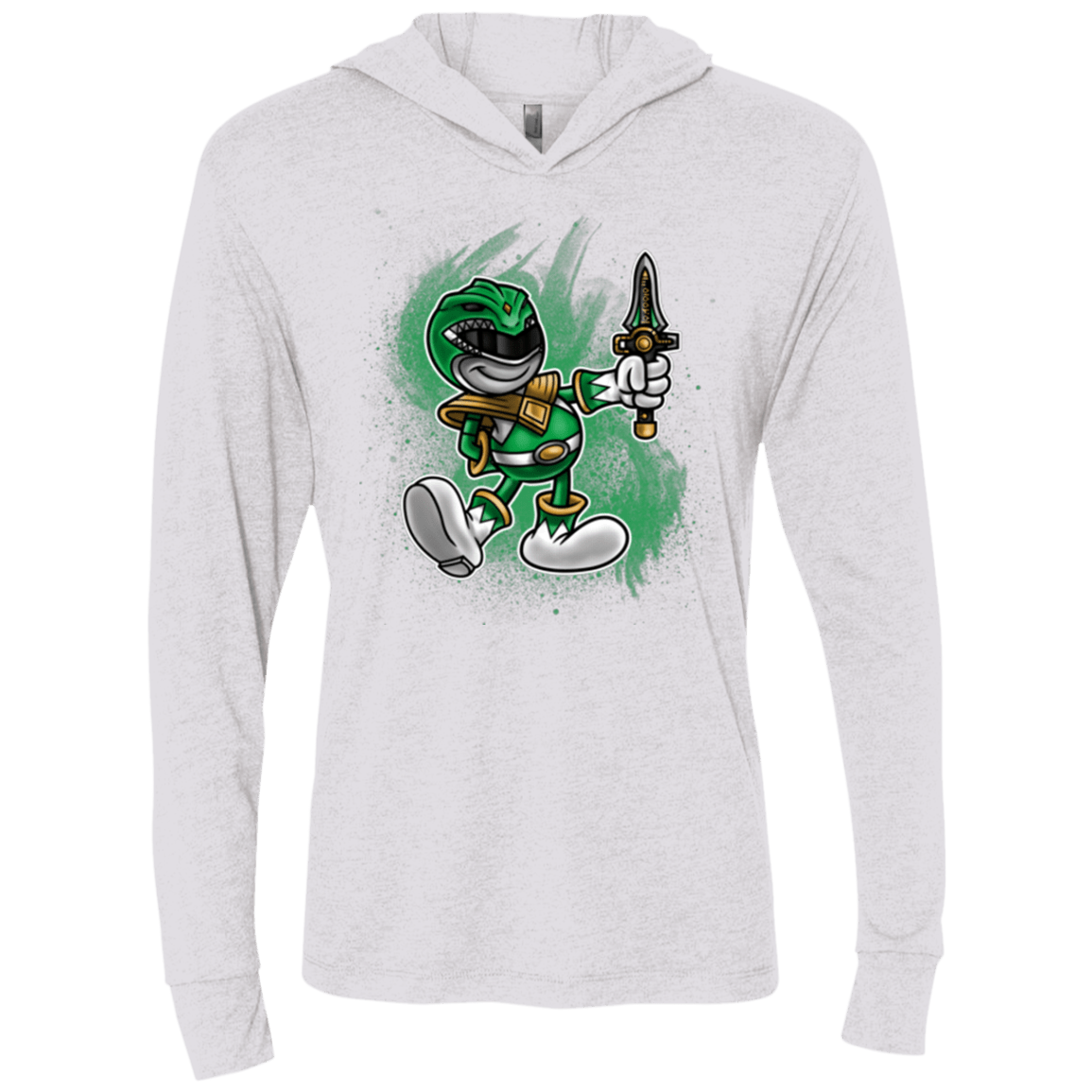 T-Shirts Heather White / X-Small Green Ranger Artwork Triblend Long Sleeve Hoodie Tee