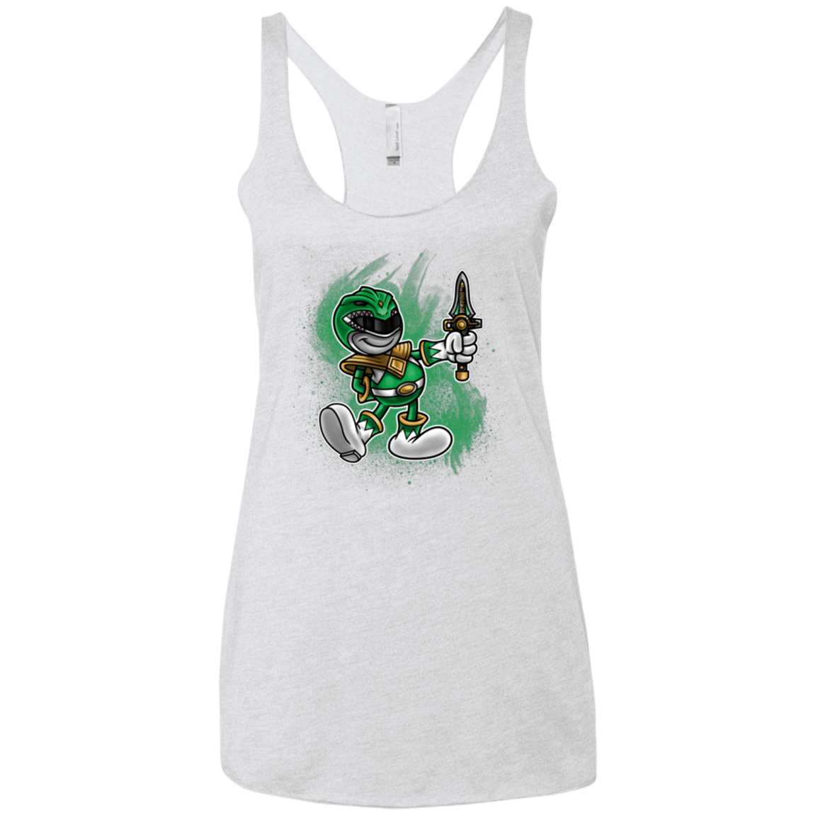 T-Shirts Heather White / X-Small Green Ranger Artwork Women's Triblend Racerback Tank