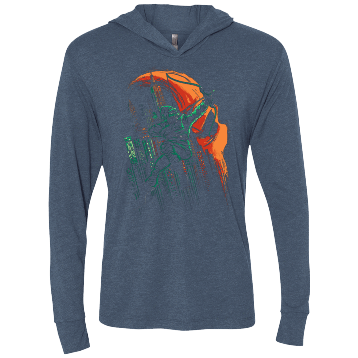 T-Shirts Indigo / X-Small Green Vigilance Triblend Long Sleeve Hoodie Tee